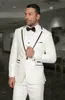 Мода Ivory Groom Tuxedos Нотч Groomsmen Mens Свадебное платье Отлично Человек куртка Blazer 3 шт Костюм (куртка + брюки + жилет + галстук) 85