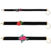 Colliers ras du cou en velours noir pour femmes, style Boho, fil de fleur rouge, bijoux de fête, cadeau