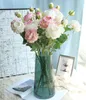 Vintage Artificial Peony Silk Flower 1 Branch 3 Heads Rose Bouquet Home Garden Party Wedding Decoration Flowers colorful