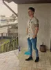 남성 여름 반팔 야구 셔츠 Sik 실크 수 놓은 고품질 코튼 T - 셔틀 패션 스트라이프 남자 짧은 소매 탑 M-2XL