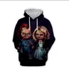 Gros-Hommes Halloween Jeu d'enfant Mariée de Chucky poupée 3d impression Hoodies unisexe Sweatshirts pullover décontracté survêtement XLR0127