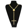 2019 Ny guldpläterad kubisk zirkoniummästare Jesus Round Portrait Cross Tennis Chain Necklace Rosary Designer Luxury Hip Hop Jewelry F9678386