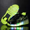 어린이 신발 LED 조명 어린이 롤러 스케이트 스니커즈 바퀴와 함께 빛나는 LED 빛 소년 소녀 Zapatillas Con Ruedas T191210