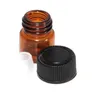 Mini Skin Essential Oil Glass Dropperflaska 1 ml 2 ml Amber Prov kosmetikflaska med svart keps och plastplugg