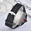 New Fashion Fullfunction Menswear Quartz Watchs Personalité Personnalités Barrel Skeleton Watch Black Silicone Watch Strap 9638956