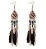 Bohemia Feather Earring for Women Fashion Jewelry Beads Tassel Dangle Long Earrings Dream Catcher Drop Earrings DA300