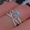 Vente en gros - Bague de mariage pour femmes Dexule Bijoux 925 Sterling Silver Pave White Sapphire CZ Diamond Party Women Wedding Wedding Ring