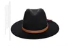 7色秋冬夕焼け帽子女性男性Fedora Hatクラシックワイドブリムフェルトフロッピークローシュキャップチャップー模様模様帽子