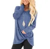 Knutna t-shirts kvinnor solid långärmad tröja twist casual oregelbunden blus mode lösa toppar europeiska amerikanska tankar kvinnor kläder d6998