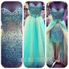 Turquoise Detachable Train Tulle Bling Pageant Dresses Prom 2019 Colorful Crystal Sequins Beaded Strapless Corset Back Party Dress Evening