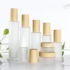 20g 30g 50g Imitated Wood Lid Frosted Glass Bottle Cream Jars Empty Cosmetic jar Lotion Spray Pump Container 30ml 40ml 60ml 80ml 100ml 120ml