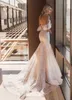 Berta 2020 Mermaid Bröllopsklänningar Spaghetti Straps Lace Beaded Boho Beach Wedding Dress Custom Made Sweep Train Vestido de Novia
