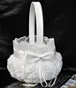 Bröllopsmaterial Ring Pillow Girl039s Flower Baskets Set Wedding Party White 3D Roses Lace Ceremony Penblad förvaring7604513