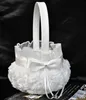 Bröllopsmaterial Ring Pillow Girl039s Flower Baskets Set Wedding Party White 3D Roses Lace Ceremony Penblad Storage6973091