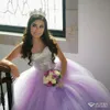 Lilac Crystals pärlor billiga quinceanera prom klänningar älskling sexig bollklänning tyll kvällsfest söt 16 klänning zj106