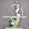 装飾的な新しいスタイルの結婚式の花のフレームの造花の造られた花の壁の金属スタンドの結婚式の段階背景鉄のアーチの花の花輪
