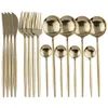 16pcs Cutlery Set Радуга Посуда Набор 18/10 из нержавеющей стали Посуда нож вилка ложка Установить Кухонные принадлежности Silverware