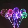 Luminous Balon Dizeleri Işıklar 20 inç baskı deseni saydam balonlar 70cm kutuplu 3 metre LED Hat ipi düğün parti dekorasyonları tatil