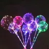 Luminous Balloon Strings Lights 20 inch Print Pattern Transparent Balloons With 70cm Pole 3 Meters Led Line String Wedding Party Decorations Holiday