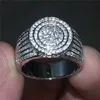 Bague de mariage Bijoux Pave 360pcs simulé DIAMOND CZ ANNEAUX saphir blanc en argent Sterling 925 pour femmes hommes cadeau