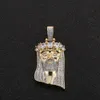 Whosale мода медь золото серебро цвет покрытием обледенелое Лицо Иисуса кулон ожерелье микро проложить CZ камни хип-хоп побрякушки ювелирные изделия