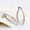 High quality 925 Sterling Silver Big Hoop Earring Full CZ Diamond Fashion bad girl Jewelry Party Earrings223y