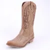 Top.Damet Stivali alti al ginocchio da donna Stivali da cowboy in pelle da cowgirl Stivali a punta Slip-On per ragazze occidentali Scarpe da moto Donna Donna