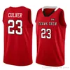 NCAA Texas Tech Basketball 2019 Jarrett Trikots #23 Cuer College Shirts Schwarz Rot Weiß