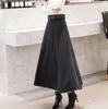 Skirts Winter Women's Wool Maxi With Belt 2021 Fashion Vintage Woolen Skirt Female Streetwear Casual Saia Longa Wine Red