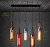2020 Vintage LED Kronleuchter Lampe E27 Rotwein Flasche Glas Anhänger Licht Restaurant Cafe Bar Hotel Wein Flasche Hängen Lampen