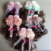 Peluca rizada, pinza para el pelo con lazo, accesorios para el cabello, encaje de princesa para niña, cinta bonita, horquilla trenzada para niños, tocado 0108