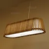 Modern Handmade Bamboo Pendant Lamp LED Rectangle Suspension Light Restaurant Hotel Sitting Room Bedroom Wood Hanging Lighting