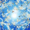 peintures murales de plafond 3d papier peint fleurs et oiseaux branches ciel bleu et nuages ​​blancs murale de plafond