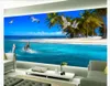 Personnalisé 3D grande photo murale papier peint Creative dauphin jouant de l'eau de noix de coco mer Mouette 3d salon TV fond mur