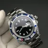 Subklockor av hög kvalitet män safir svarta blå diamanter Bezel rostfritt stål 40mm automatisk mekanisk armbandsur gåva286o