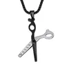 HIP Hop Scissor Pendants Necklaces Gold Color Stainless Steel Stylist Beautician Accessories Men Barbershop Jewelry4364375