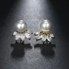 Mode Leuke Prachtige Bloem Stud Parel Kristallen Oorbellen Studs Wit Zirkoon voor Vrouwen Sieraden Bruiloft Geschenken2543