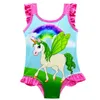 INS Unicorn kids swimwear 3 colors One Piece Bowknot Swimsuit Bikini Summer Cartoon Infant Swim Bathing Suit Beachwear EJY42