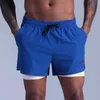 Running Shorts Men Sports Track And Field Quick Dry DoubleLayer Pants AntiExposure Cycling Fitness Training7242376