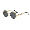 Vente en gros-Hot Lunettes de soleil rondes en métal Steampunk Hommes Femmes Lunettes de mode Marque Unisexe Rétro Vintage Lunettes de soleil rondes en gros