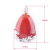 WOJIAER larme goutte d'eau amour naturel Agate rouge pierre gemme pendentif collier Reiki perle femmes bijoux DN3468