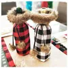 Christmas Red Black Plaid Bottle Cover Xmas Champagne Bottle Cover Red Black Cloth Wines Bottles Sleeve Christmas Decorations