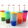 Hot vendendo criativa Temperatura de Cor Mudando Bebida Summer Cup garrafas de água de plástico Tumbler com tampas palhas copo T9I00374