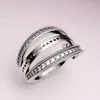 Ny ankomst 925 Sterling Silver Wedding Rings Sätter Original Box för Pandora Flipping Hearts Lyxig design Smycken Kvinnor Ringar