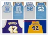 대학 노스 캐롤라이나 농구 유니폼 가치있는 42 던지기 유니폼 스티치 레트로 자수 맞춤형 모든 이름과 번호 큰 크기 S-5XL
