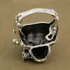 Wholesale-5 Sterling Silver Pirate Skull Ring Rose Green CZ Stone Mens Biker Rock Punk Style 9W201 US Size 7 to 15