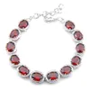 5 Pcs Europe Style Adjustable Bracelet Red Garnet Xmas Gift Jewelry Silver Bracelet Lovers Cz Zircon Charm Bracelet 8' inch