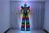 Costume de Robot LED couleur Pixel, vêtements sur échasses, Costume de marcheur, casque, gants Laser, pistolet CO2, Machine à Jet