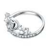 Zircônia transparente de alta qualidade pedra princesa rainha coroa cor prata anel de noivado coquetel aliança meninas 290V