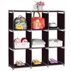 2019 Wholesales Free shipping Multifunctional Assembled 3 Tiers 9 Compartments Storage Shelf Dark Brown